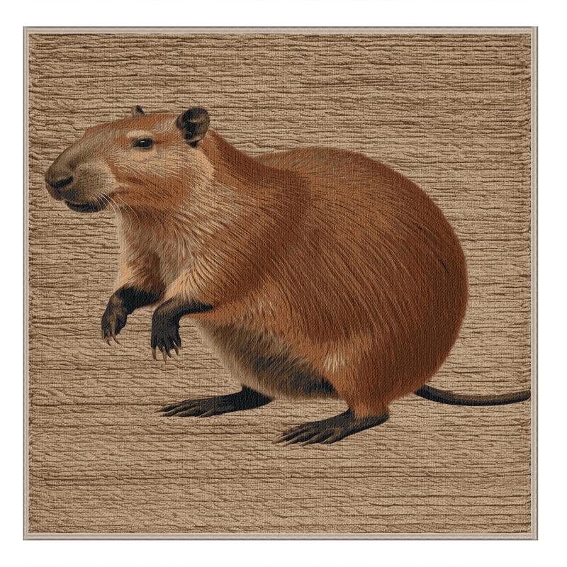  Tapis lavable Capybara, Carré 8 pi