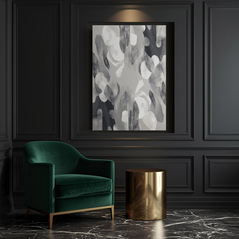 Abstrait aquarelle 64, art mural sur toile grise, H 10 po x l 8 po