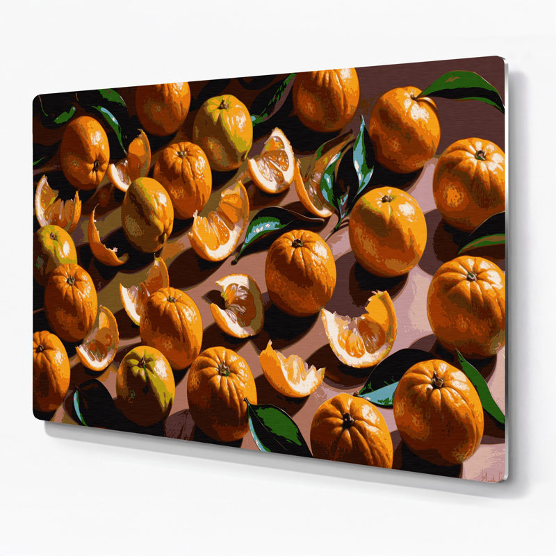 Fruit, clémentine, art mural en métal brun, H 11 po x l 14 po