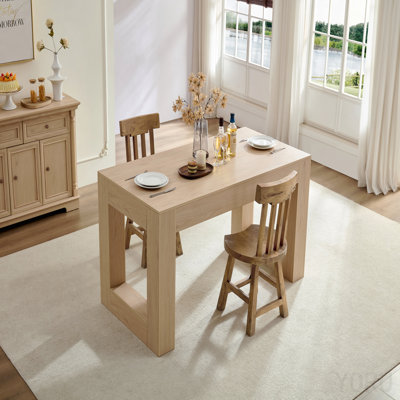 Farmhouse Kitchen Dining Table For 4-6 People, Rectangular Dining Table, Kitchen with Sturdy Wood Legs Farmhouse Full Mdf Trim