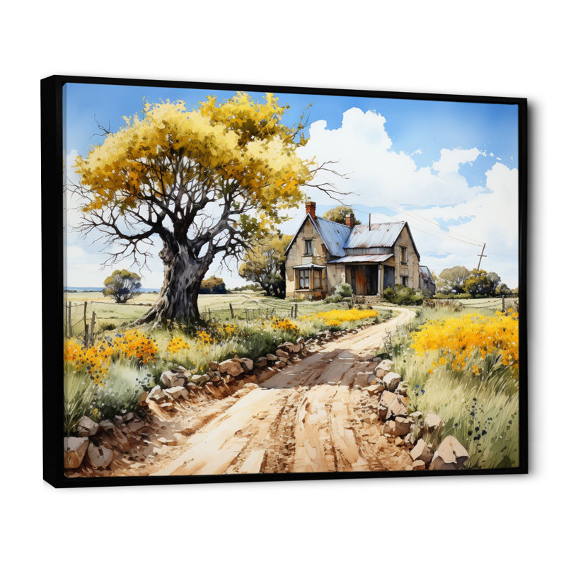 «Farmhouse Country Elegance II», reproduction sur toile, H 12 po x l 20 po x P 1 po, Cadre flottant noir