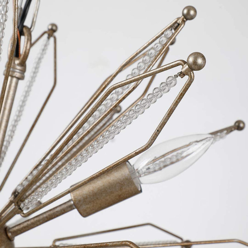 Lustre sphérique spoutnik à 6 lumières avec accents de cristal Stradford