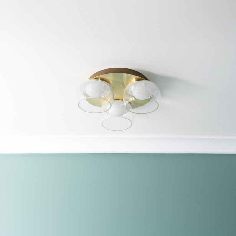 Couvertier Glass LED Flush Mount, Gold, Clear