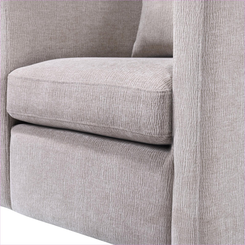 Fauteuil d'appoint simple pivotant à 360 degrés en lin rembourré beige neutre pour la maison, Beige