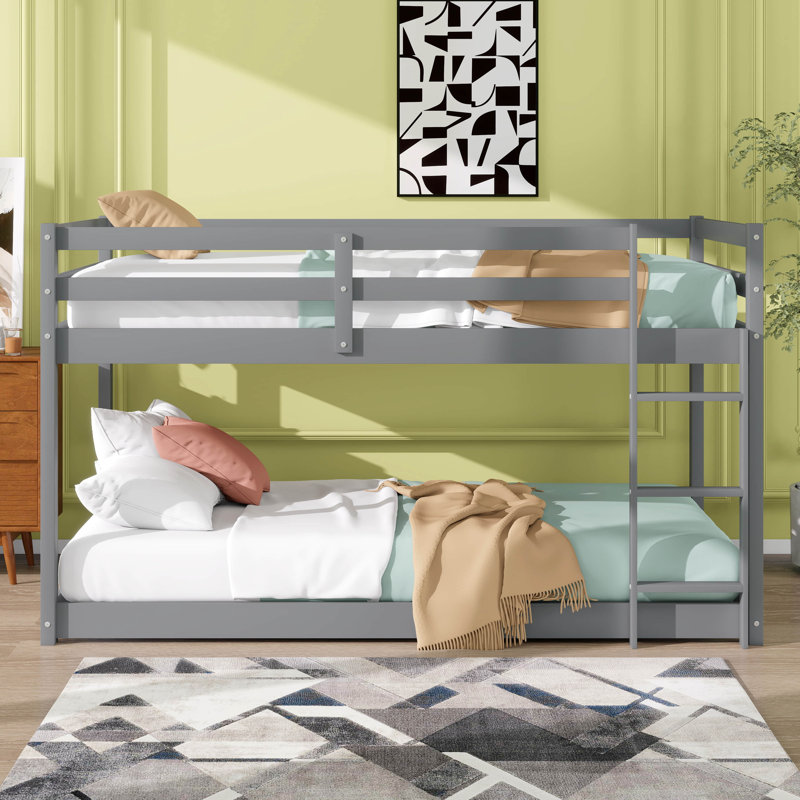 Lit superposé simple en bois massif Laurentius par Harriet Bee, gris