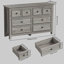 Ensemble de commode 2 pièces - commode 8 tiroirs et tables de chevet 2 tiroirs avec station de charge et DEL, gris délavé