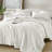 Mina White Waffle Weave Textured Cozy 3-Piece Full/Queen Quilt Set-102616700-102616701