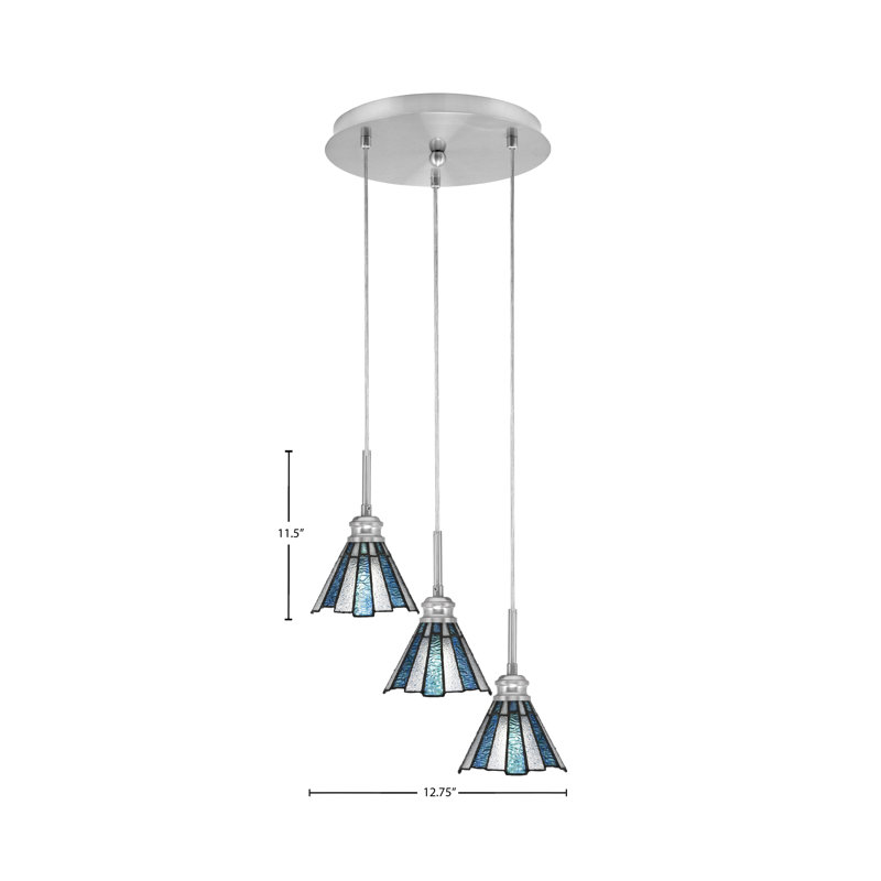 Luminaire suspendu suspendu en grappe 3 lumières Array, Nickel brossé, H 11,5 po x l 12,75 po x P 12,75 po