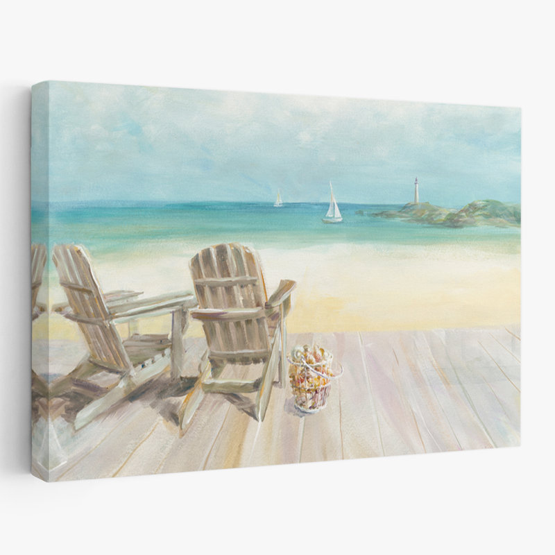 Adirondack, chaise et plage, bord de mer, matin, sans fenêtre, H 16 po x l 24 po