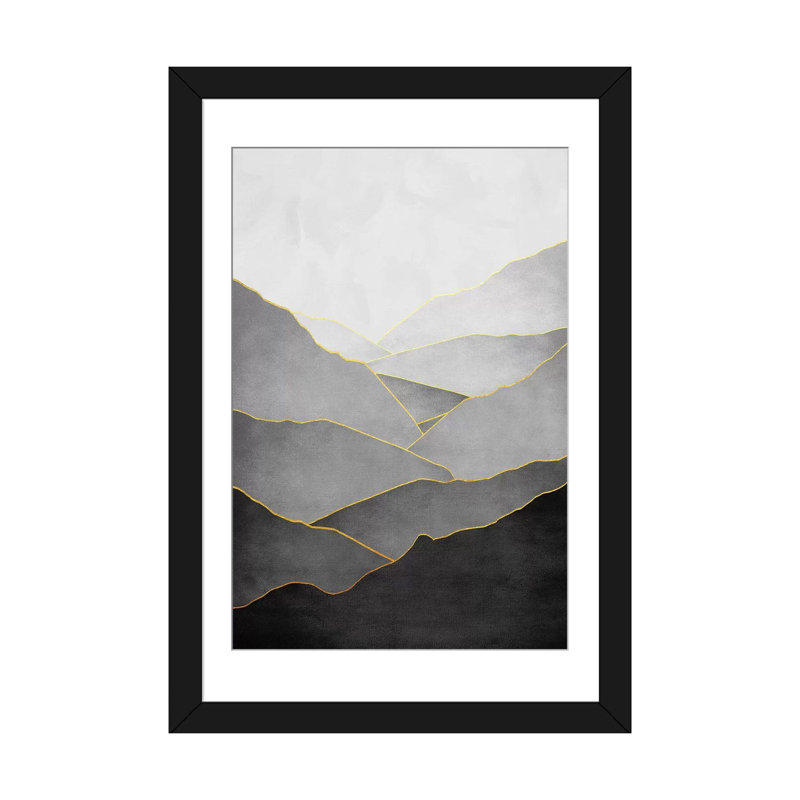 «Minimal Landscape I», impression sur toile, Papier d'art encadré noir, Blanc, H 32 po x l 24 po x P 1 po