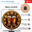 Horloge murale 10 po en MDF rond avec mouvement à quartz silencieux et crochet sans perceuse (piles AA non incluses)
