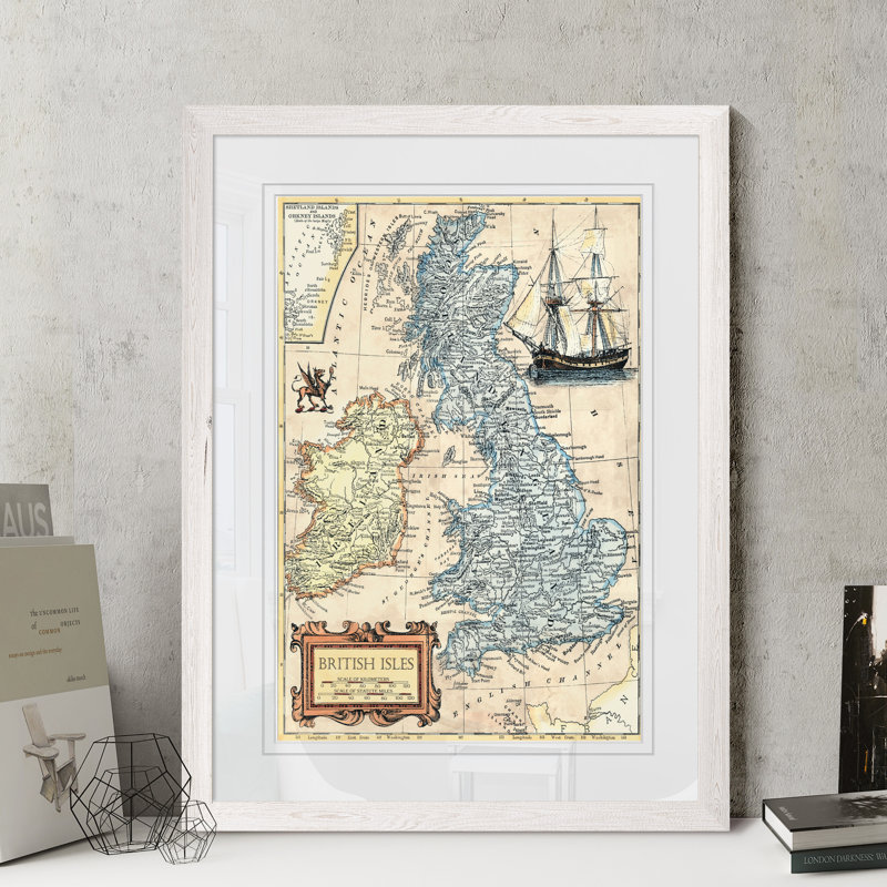 « british a4/papier map » par paul cezanne-cadre photo, impression sur papier, H 22 po x l 16 po x P 1 po, Blanc