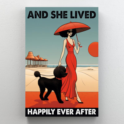 «Poodle And She Lived Happily», reproduction d'art graphique sur toile tendue