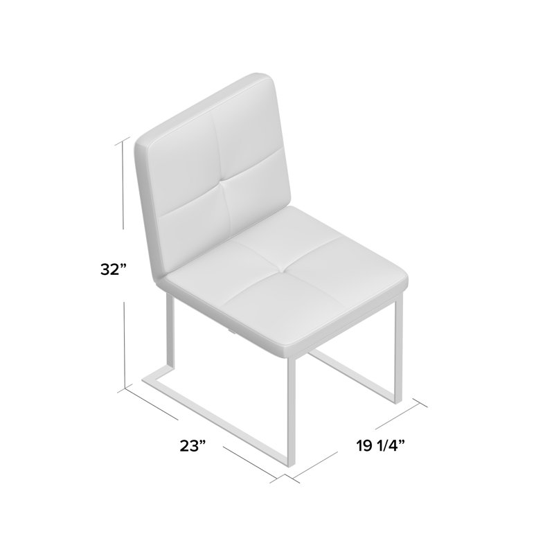 Poulin 19.2'' H Faux Leather Upholstered Side Chair, White, Silver