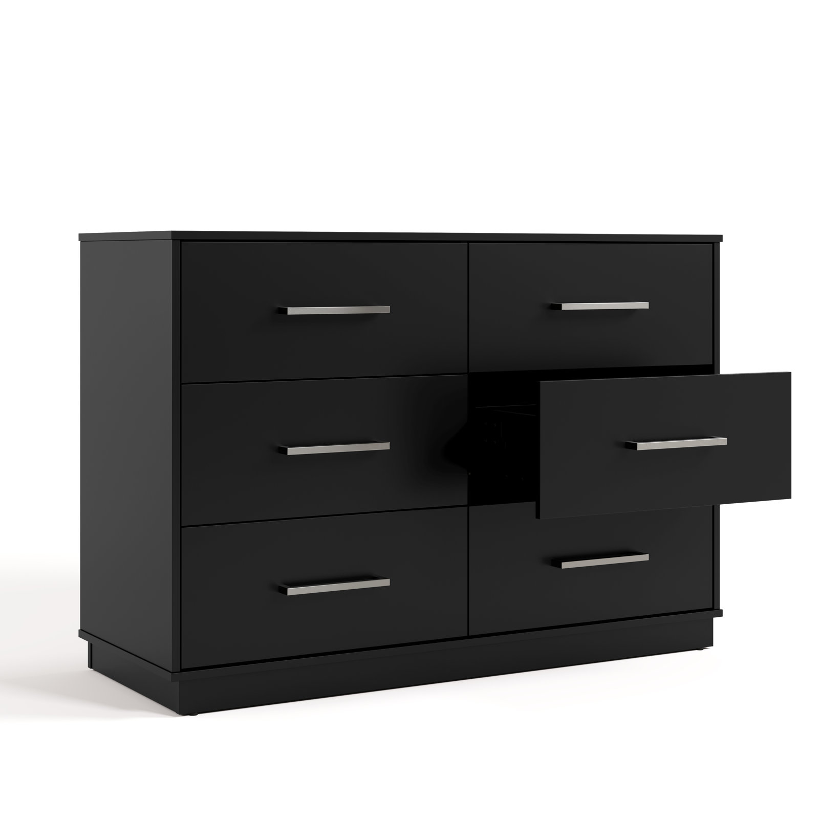 6-Drawer Double Dresser, Black