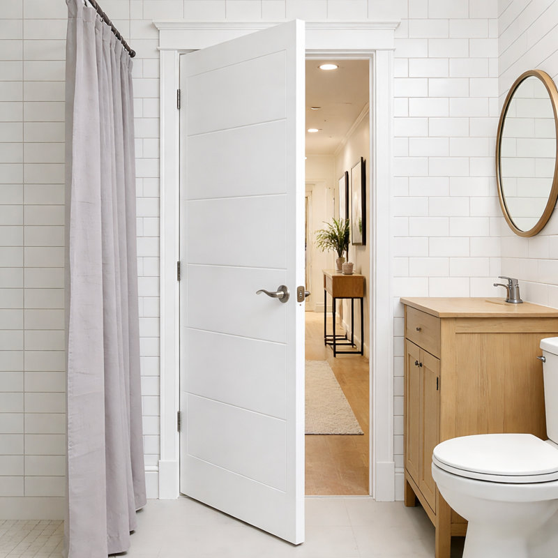 Panneau de porte intérieur encastré 5 lignes, panneau de fibres à densité moyenne apprêté, 24 po x 80 po, Gauche