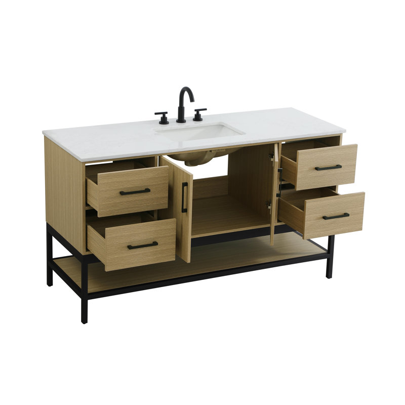 Meuble-lavabo simple 60 po, Brun miel