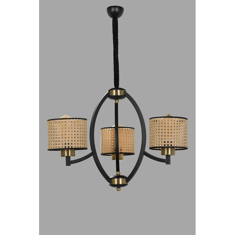 Kasumi 3 - Light Shaded Chandelier, Black