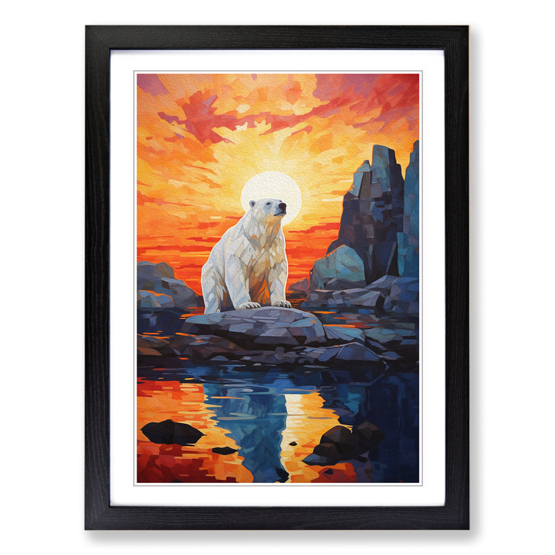 XYZ-FRM-V1223-5209 Polar Bear Orphism No.3 - Single Picture Frame Print on Wood, Black, 46cm H x 34cm W x 2cm D