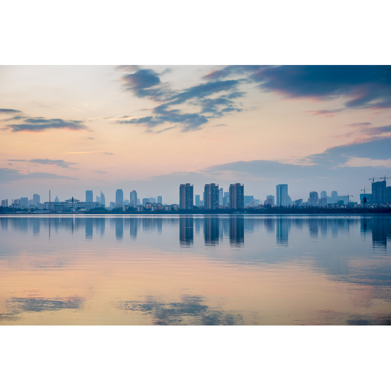 City Park Sunset - Wrapped Canvas Print, 30cm H x 46cm W x 3.8cm D