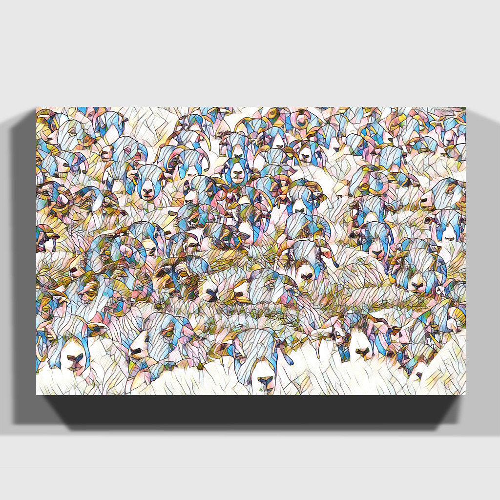 Flock of Sheep - Wrapped Canvas