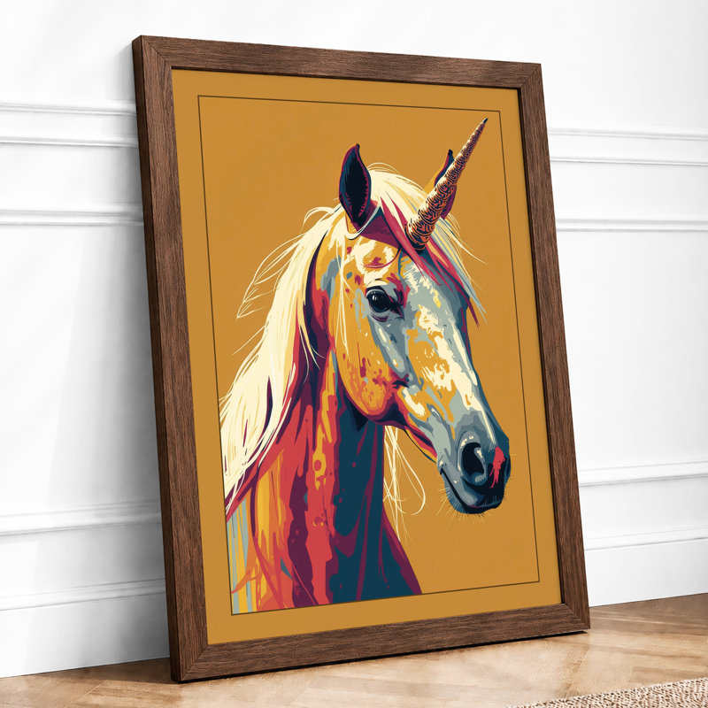 Mythic Horse Modern - Print, A2 - 59.4 x 42.0 cm, Walnut