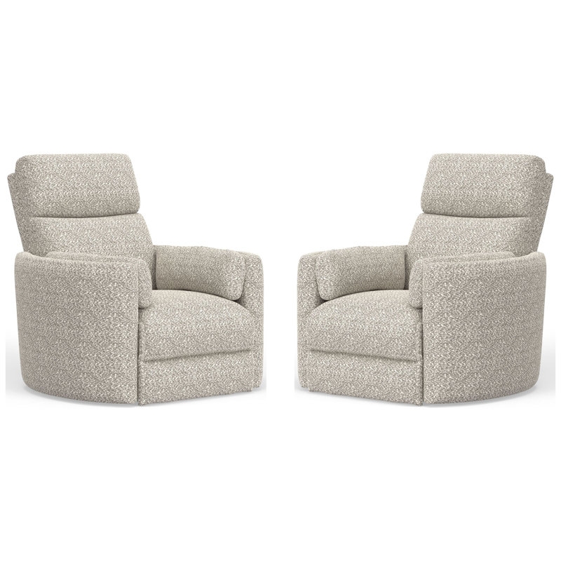 Bre 40" Wide Power Glider Standard Recliner, Tatum River Rock Beige Boucle