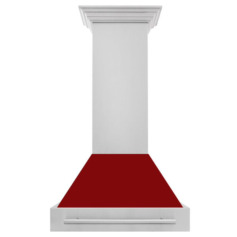 30" 400 CFM Ducted Wall Mount Range Hood with Nightlight, Red Gloss