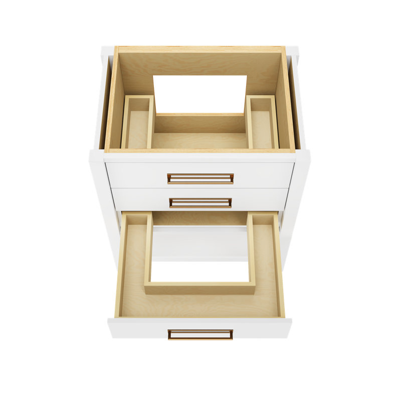 Kiawah Three-Drawer Single Bath Vanity, Pure White, Satin Gold, 30"