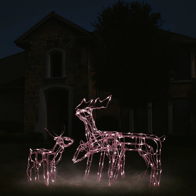 Décoration de Noël pour famille de rennes 3 pièces Meyi, 229 Leds blanc chaud