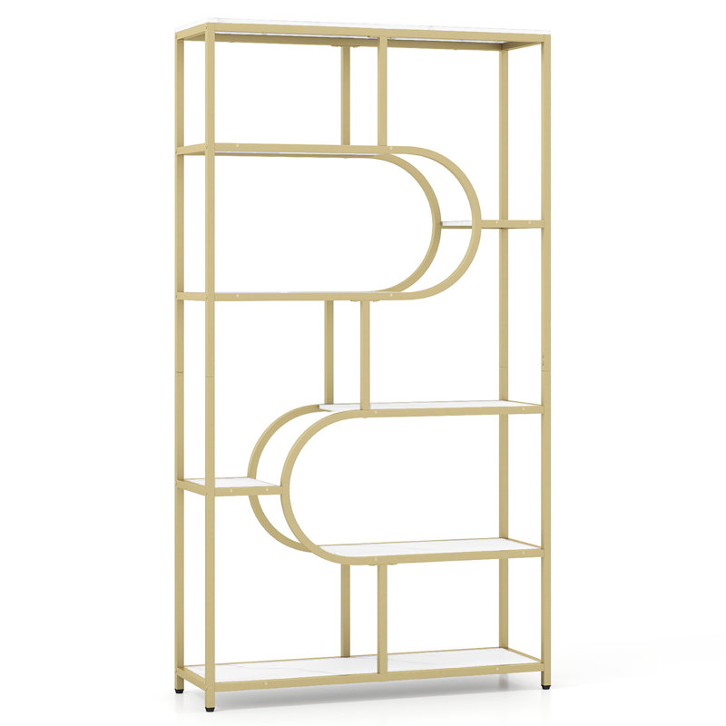 176cm H x 95cm W Metal Etagere Bookcase, White