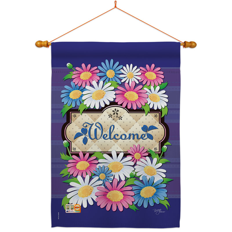 Ensemble de drapeau 2 faces 40 "x 28" Welcome marguerites