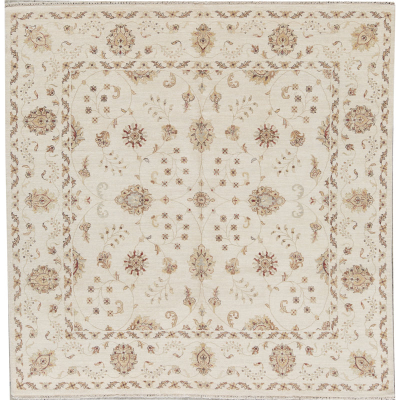 Tapis beige noué à la main de haute qualité