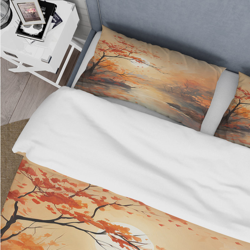 Ensemble de housse de couette Autumn Tranquility Lake I - Cottage Lake Mountains, Housse de couette pour grand lit