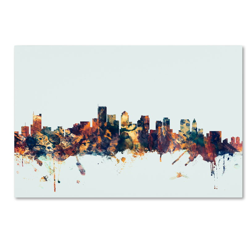 « boston ma horizon bleu », impression sur toile tendue, H 12 po x l 19 po x P 2 po
