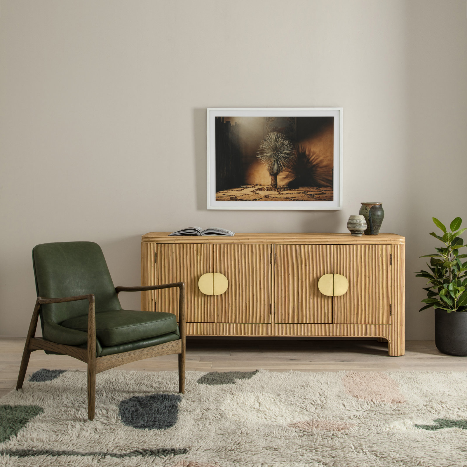Batool Upholstered Armchair, Green Genuine Leather