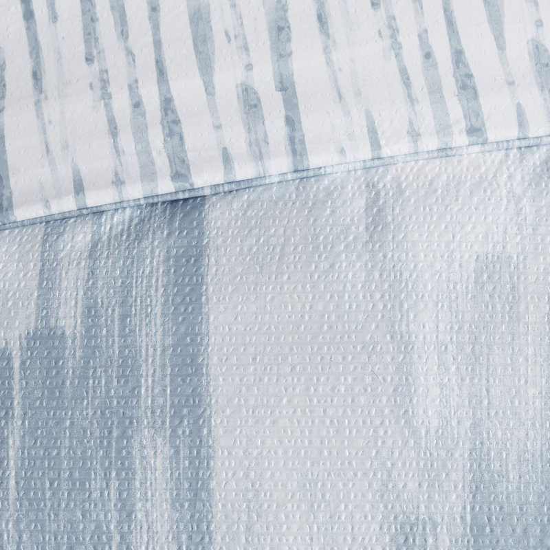 N Natori Brush Stroke Oversized Reversible Seersucker Duvet Cover Mini Set, Full/Queen Duvet Cover
