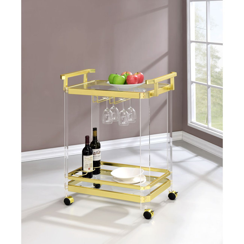 Aerin - Chariot de service avec roulettes, Doré