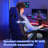 Hoffree LED Ergonomic Gaming Chair with Bluetooth Speakers and Vibration Lumbar Pillow-69741809