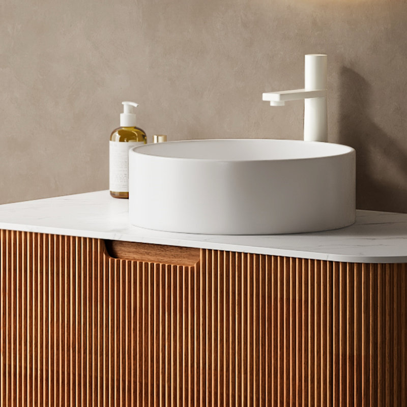 Lavabo de salle de bain en céramique 14,16 po - Design hygiénique blanc et hygiénique 14 po