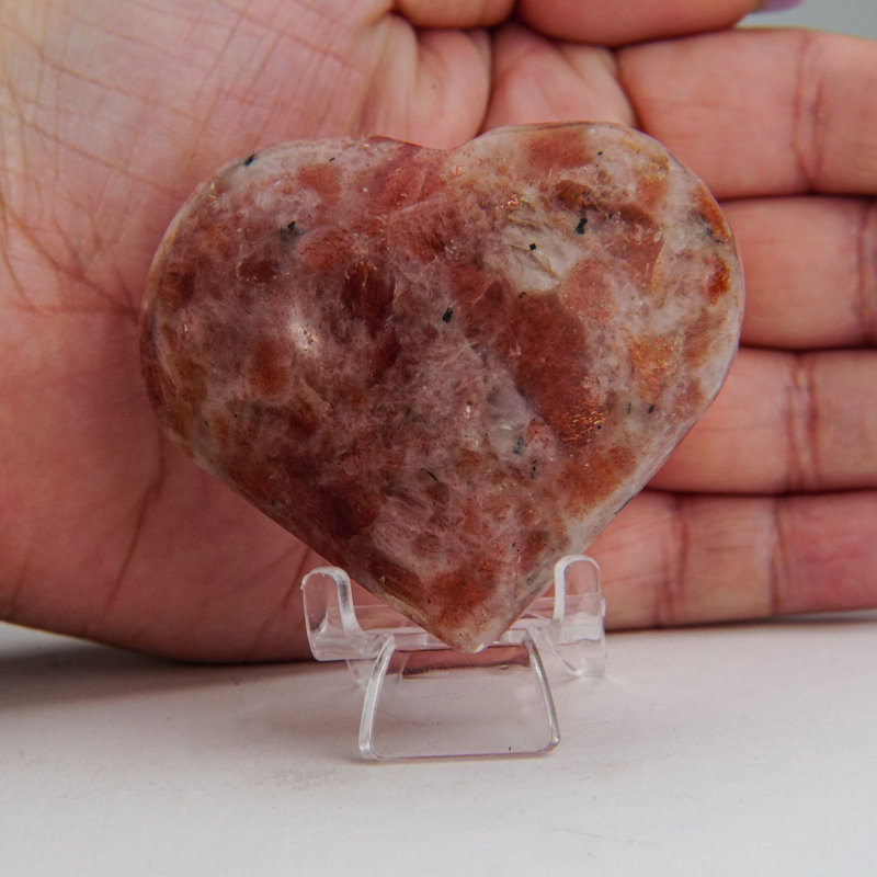 Genuine Polished Sunstone Heart ( 128.5 Grams)