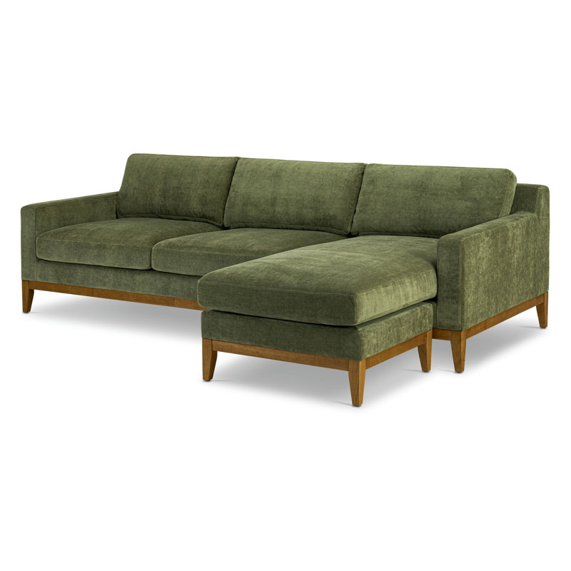 Dalijah Velvet Reversible Chaise Sectional In Distressed Green