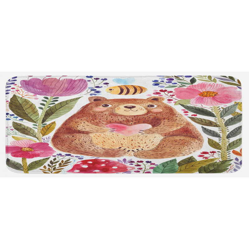 Tapis de cuisine à fleur aquarelle