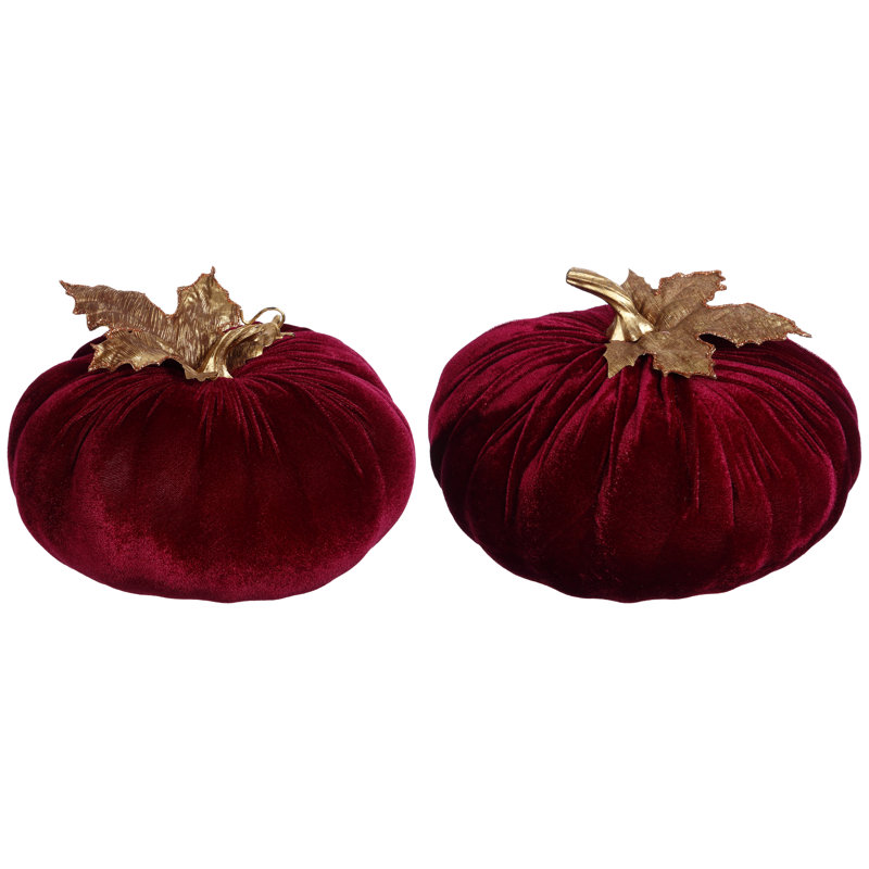 Velvet Pumpkin Decorative Accent, Burgundy
