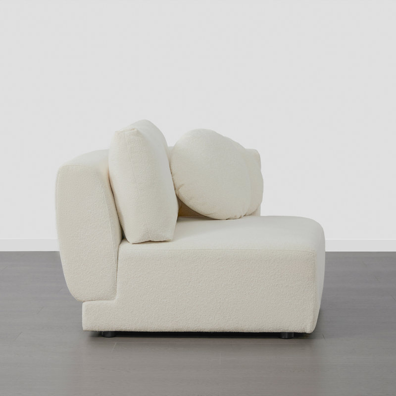 Aneika Right Arm Chair, Cream Polyester