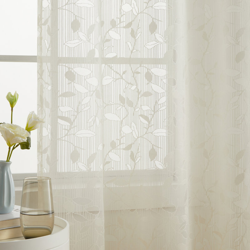 Floral Tailored Window Valance, Ivory