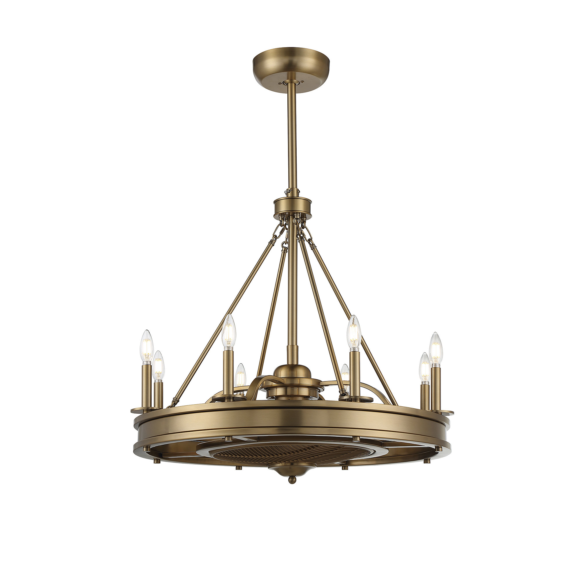 Taylorsville 30" 8-Light Fandelier with Remote Control, Warm Brass