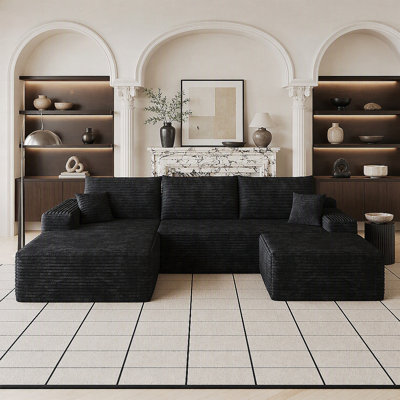Canapé modulaire 107 po avec repose-pieds et sans assemblage