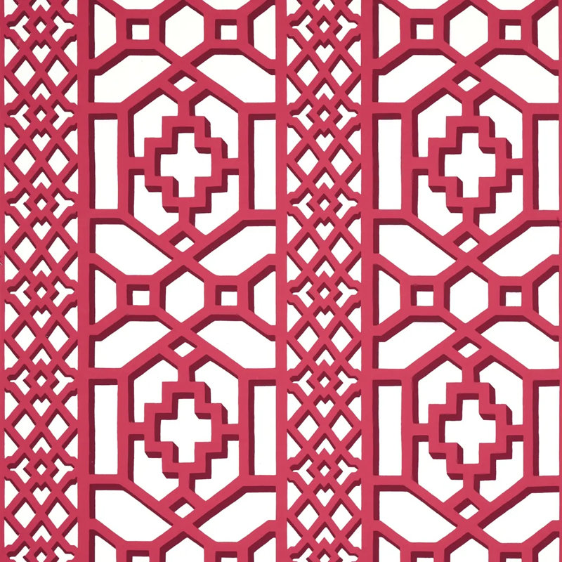 Zanzibar Trellis Wallpaper, Laquer Red