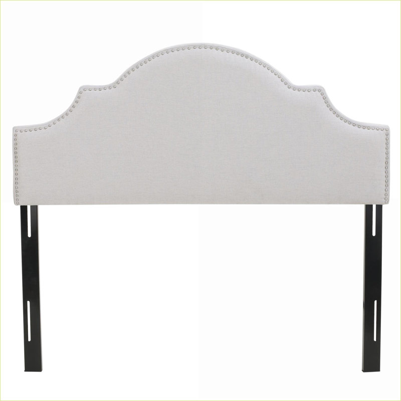 Tête de lit tapissier en bois massif pour grand lit avec garniture cloutée à hauteur réglable et pieds en métal pour la chambre